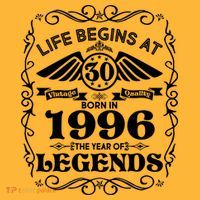 30th Birthday Life Begins At 30 Born In 1996 The Year Of Legends T-Shirt thumb 7