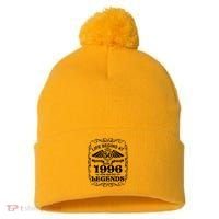 30th Birthday Life Begins At 30 Born In 1996 The Year Of Legends Pom Pom 12in Knit Beanie thumb 0
