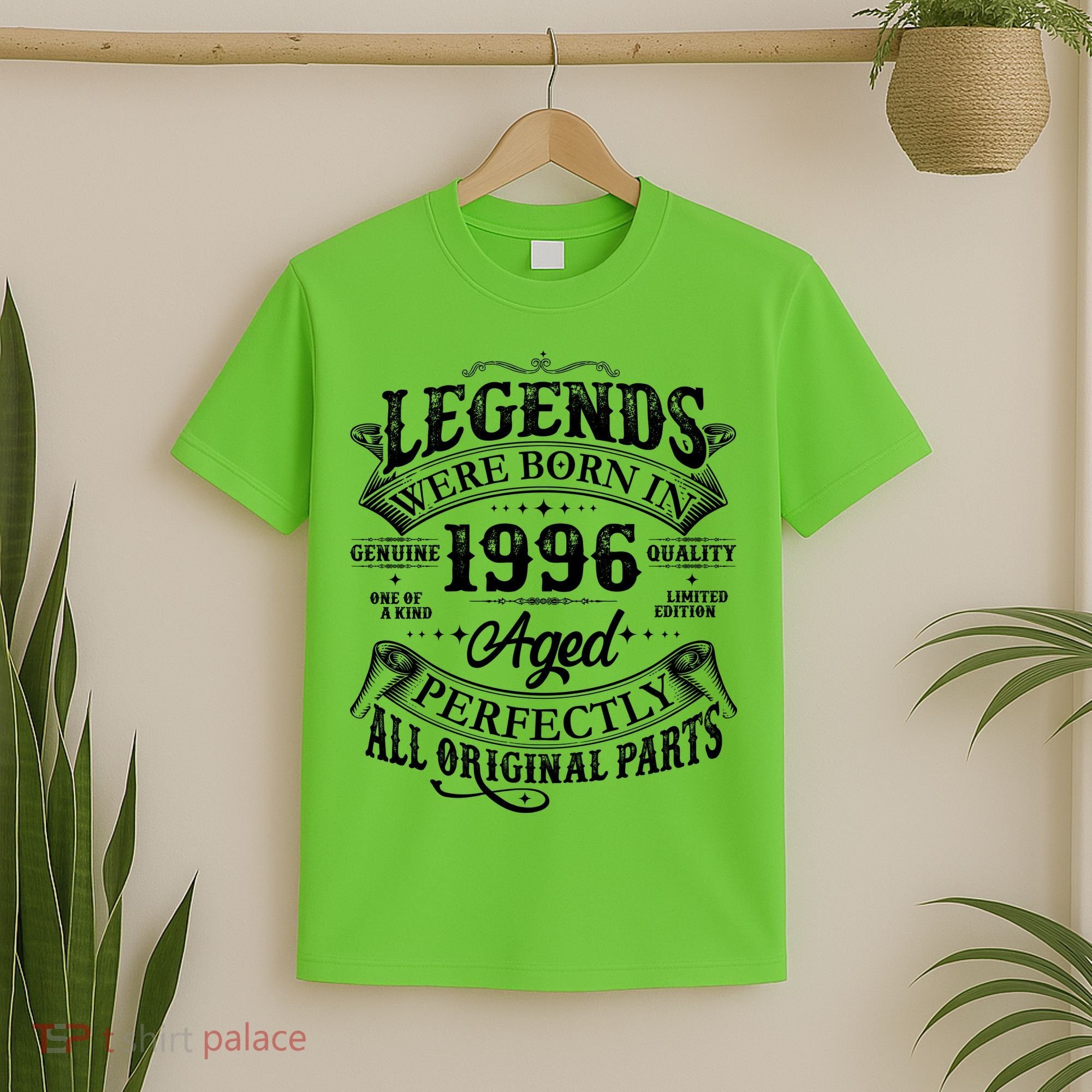 30th Birthday Legends Were Born In 1996 Age Perfectly Vintage Scroll  T-Shirt