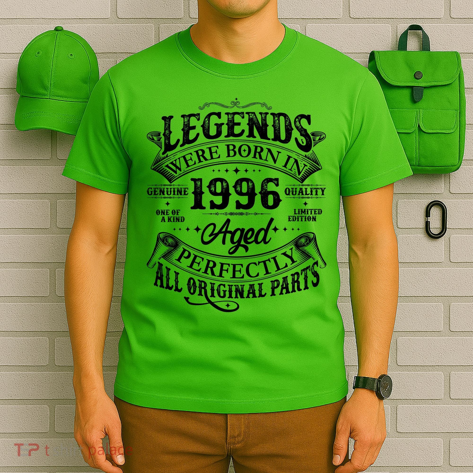 30th Birthday Legends Were Born In 1996 Age Perfectly Vintage Scroll  T-Shirt