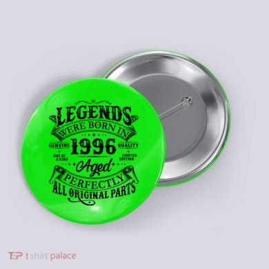 30th Birthday Legends Were Born In 1996 Age Perfectly Vintage Scroll  Button