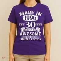 30th Birthday Made In 1996 30 Years Of Being Awesome Limited Edition T-Shirt thumb 4