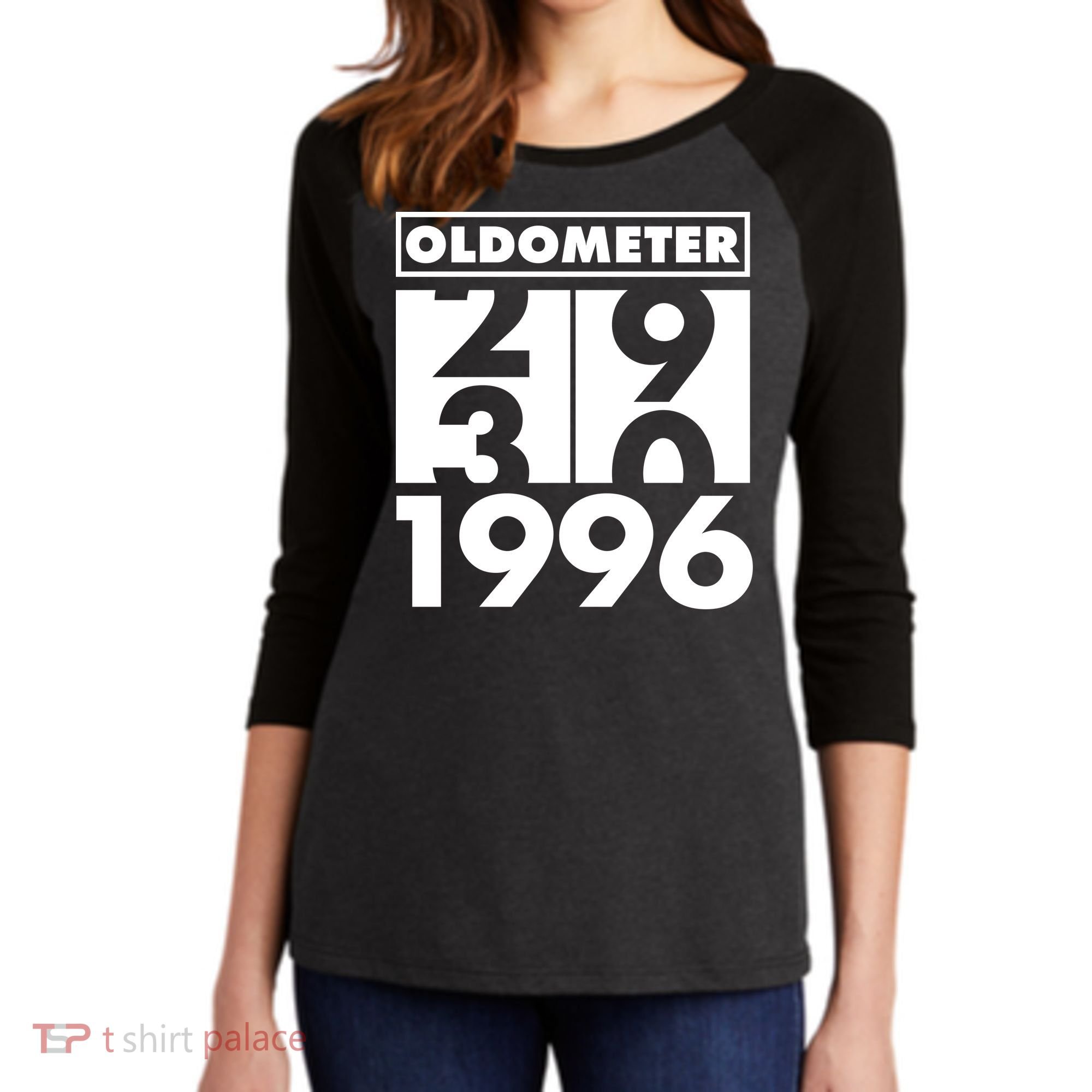 30th Birthday Oldometer 1996 Women's Tri-Blend 3/4-Sleeve Raglan Shirt