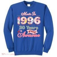 30th Birthday Pink Floral Made In 1996 Years Of Being Awesome Sweatshirt thumb 0