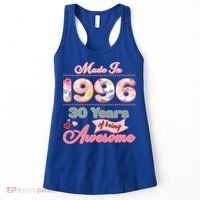 30th Birthday Pink Floral Made In 1996 Years Of Being Awesome Women's Tank Top thumb 0