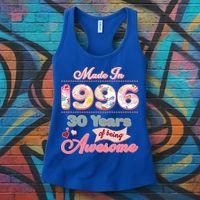 30th Birthday Pink Floral Made In 1996 Years Of Being Awesome Women's Tank Top thumb 3