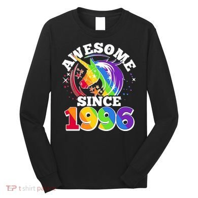 30th Birthday Rainbow Unicorn Awesome Since 1996 Long Sleeve Shirt
