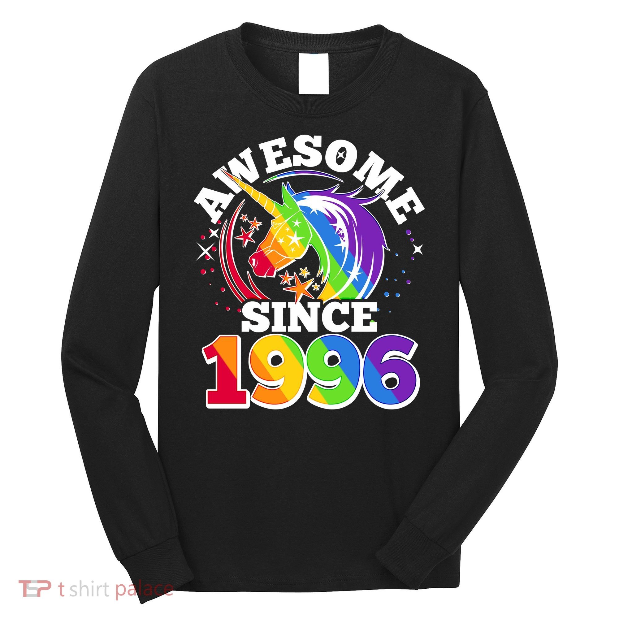 30th Birthday Rainbow Unicorn Awesome Since 1996 Long Sleeve Shirt