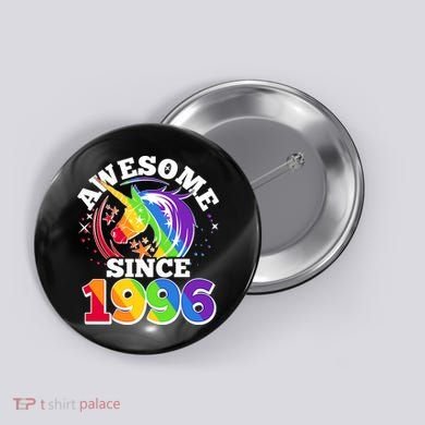 30th Birthday Rainbow Unicorn Awesome Since 1996 Button