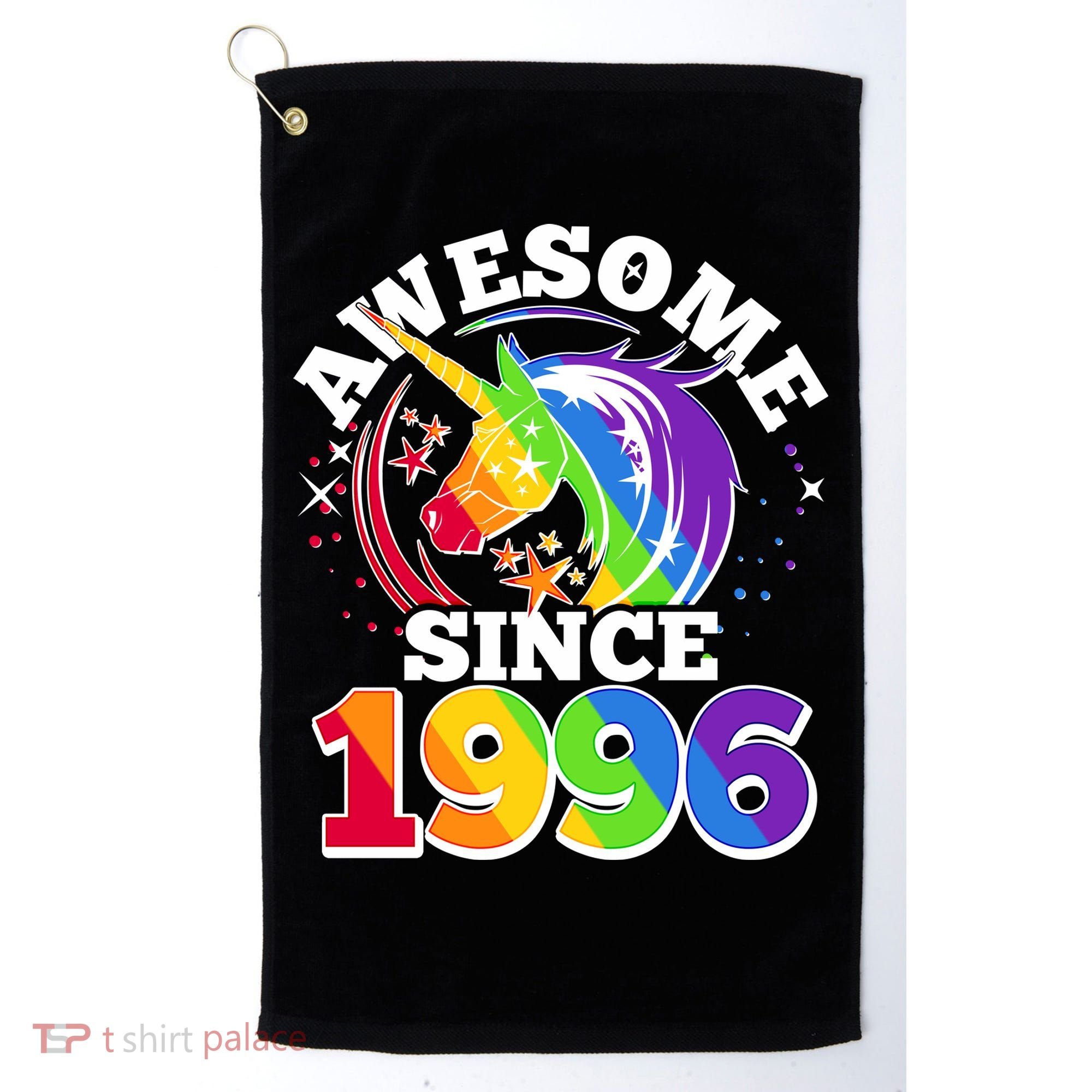 30th Birthday Rainbow Unicorn Awesome Since 1996 Golf Towel