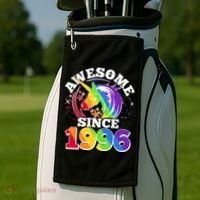 30th Birthday Rainbow Unicorn Awesome Since 1996 Golf Towel thumb 2