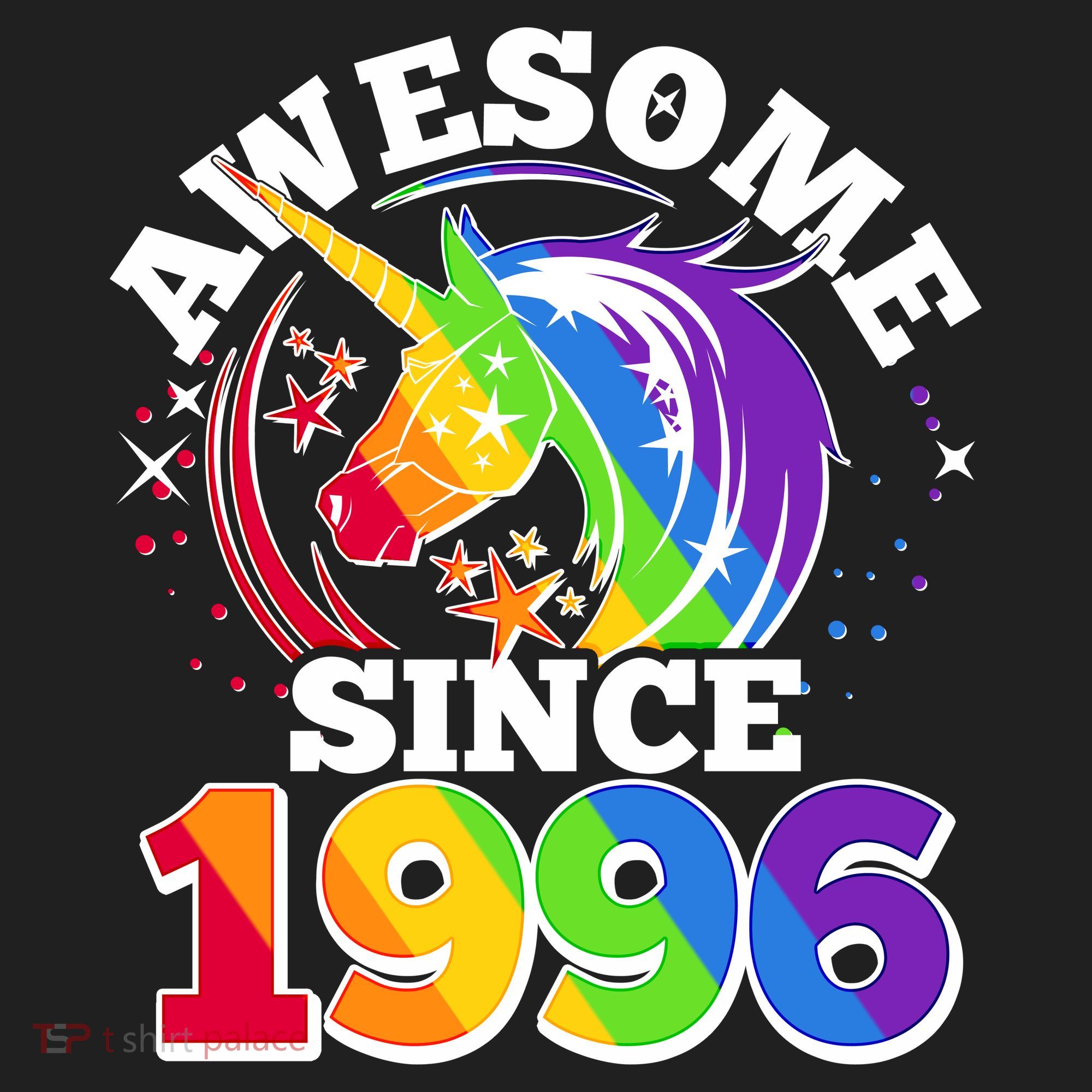 30th Birthday Rainbow Unicorn Awesome Since 1996 Golf Towel