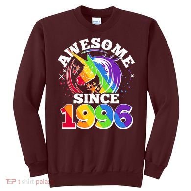 30th Birthday Rainbow Unicorn Awesome Since 1996 Sweatshirt