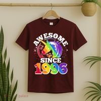 30th Birthday Rainbow Unicorn Awesome Since 1996 T-Shirt thumb 2