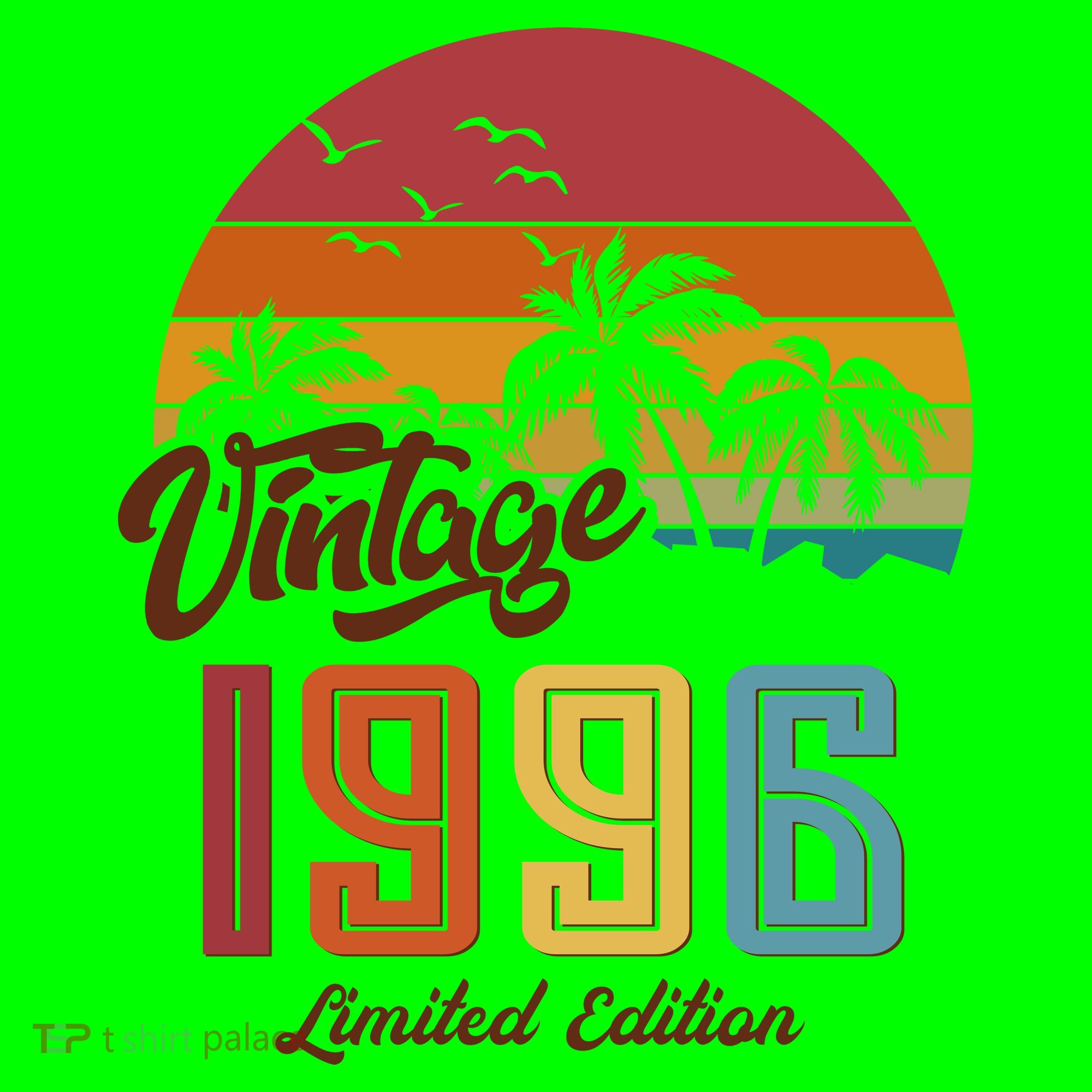 30th Birthday Retro Vintage 1996 Tropical Palm Trees T-Shirt