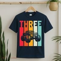 3rd Birthday Retro Monster Truck Boys Girl 3 Years Old T-Shirt thumb 2