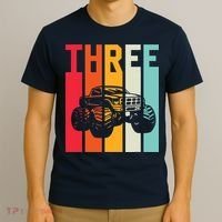 3rd Birthday Retro Monster Truck Boys Girl 3 Years Old T-Shirt thumb 3