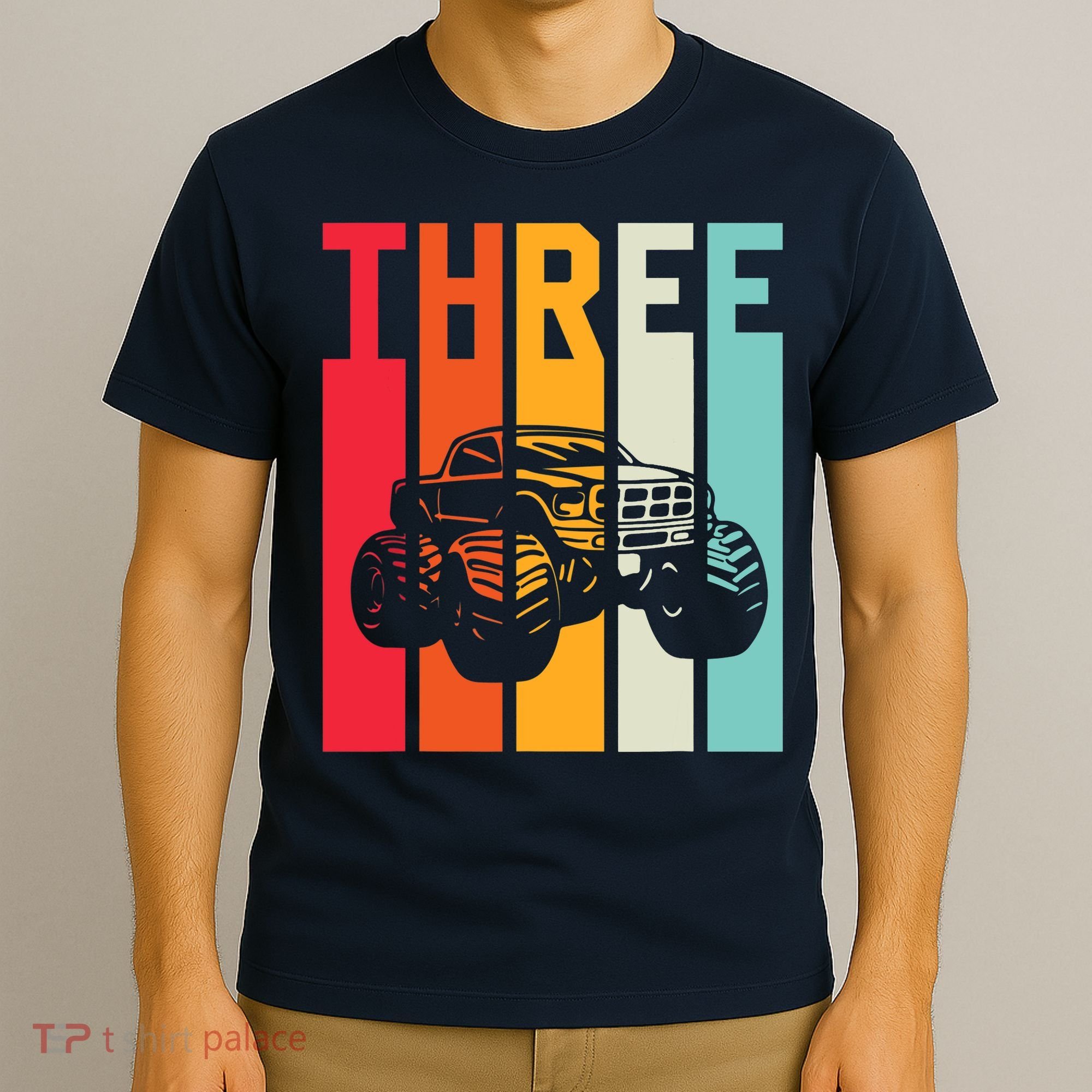 3rd Birthday Retro Monster Truck Boys Girl 3 Years Old T-Shirt