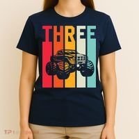 3rd Birthday Retro Monster Truck Boys Girl 3 Years Old T-Shirt thumb 4