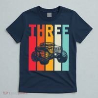 3rd Birthday Retro Monster Truck Boys Girl 3 Years Old T-Shirt thumb 5