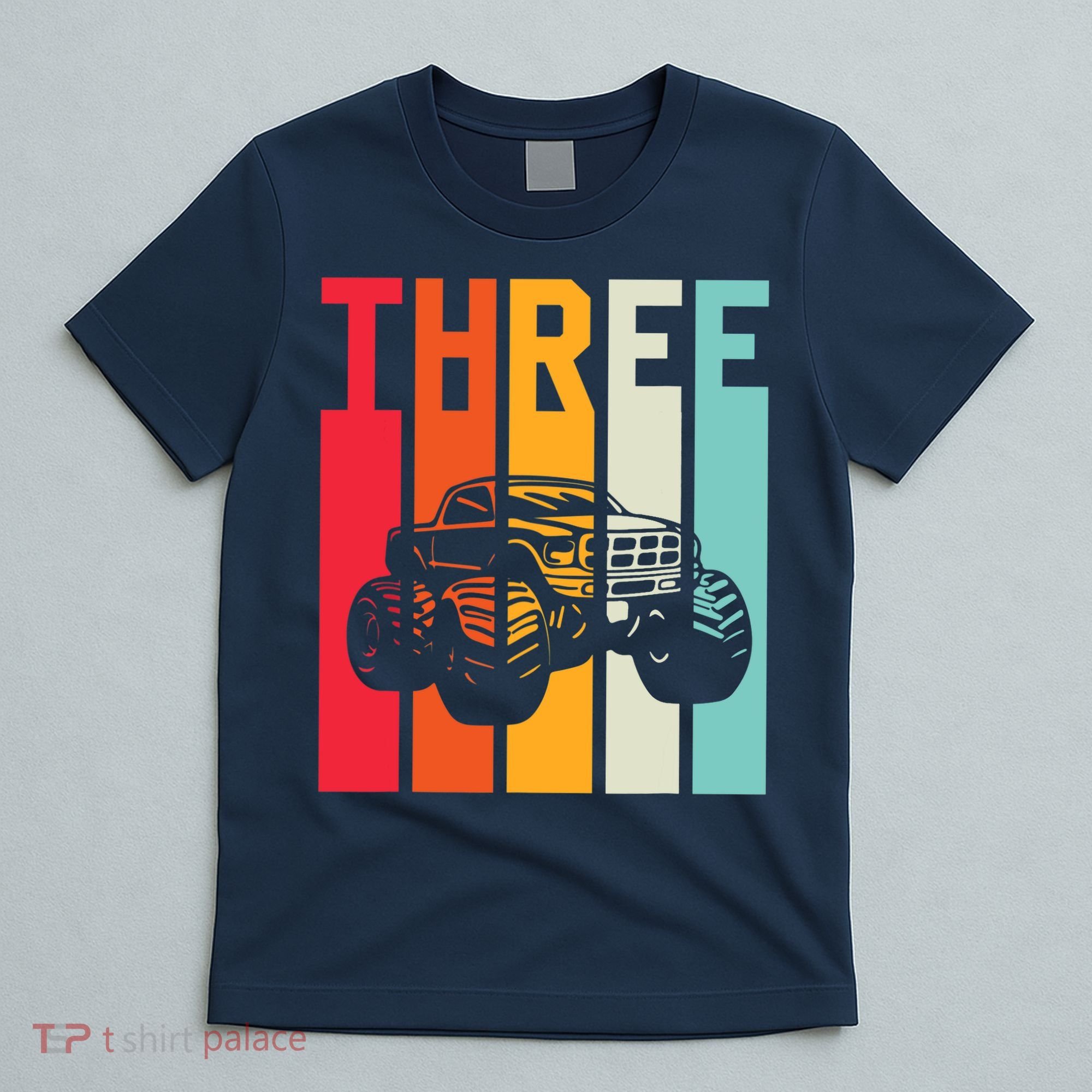 3rd Birthday Retro Monster Truck Boys Girl 3 Years Old T-Shirt