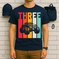 3rd Birthday Retro Monster Truck Boys Girl 3 Years Old T-Shirt thumb 6