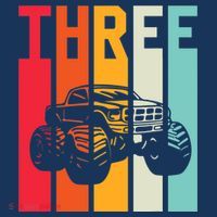 3rd Birthday Retro Monster Truck Boys Girl 3 Years Old T-Shirt thumb 7