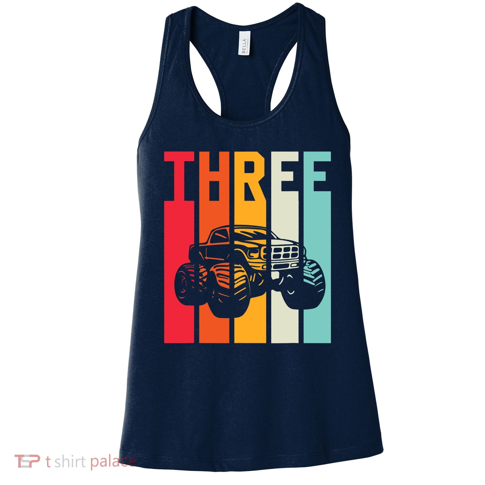 3rd Birthday Retro Monster Truck Boys Girl 3 Years Old Women's Tank Top