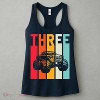 3rd Birthday Retro Monster Truck Boys Girl 3 Years Old Women's Tank Top thumb 3