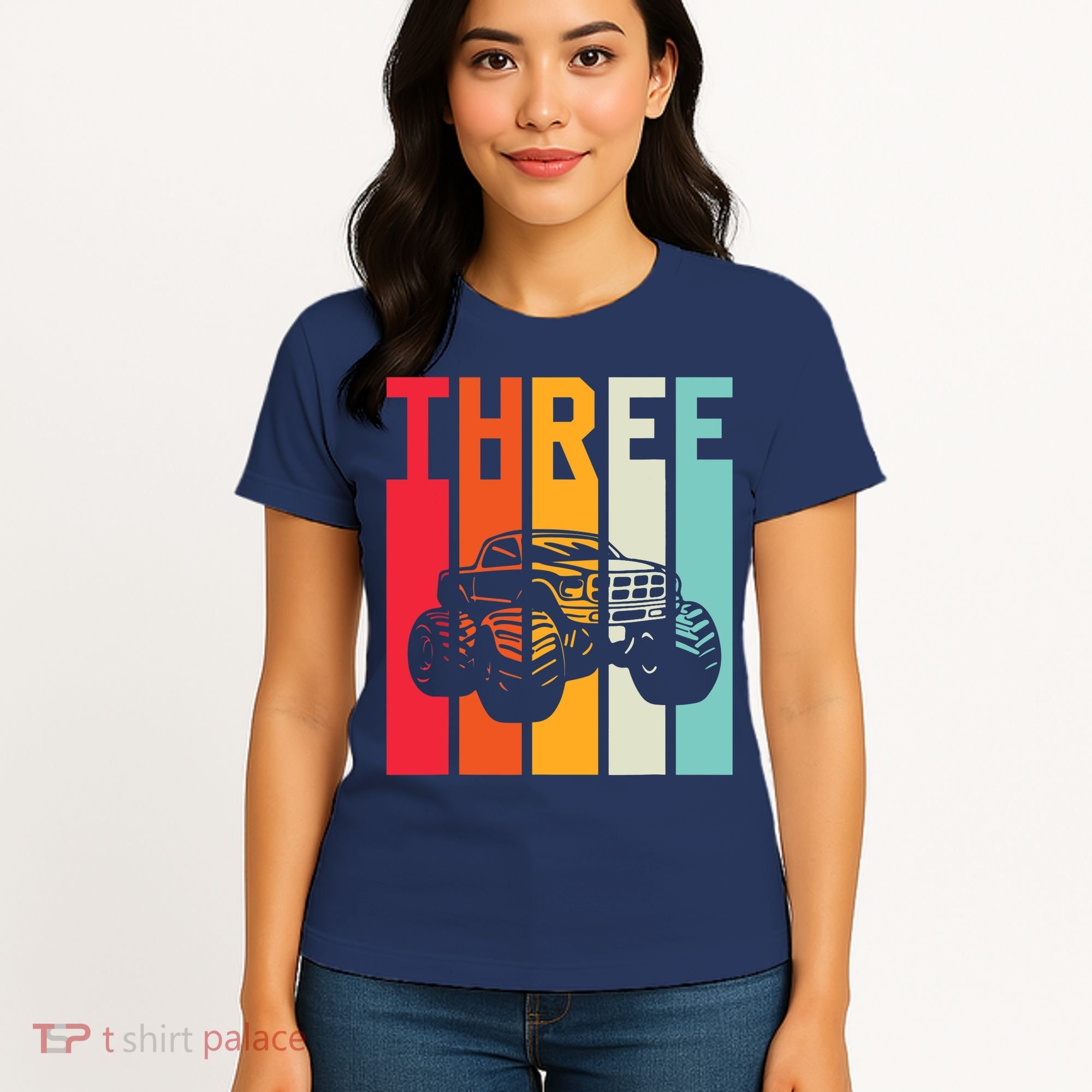 3rd Birthday Retro Monster Truck Boys Girl 3 Years Old Women's T-Shirt