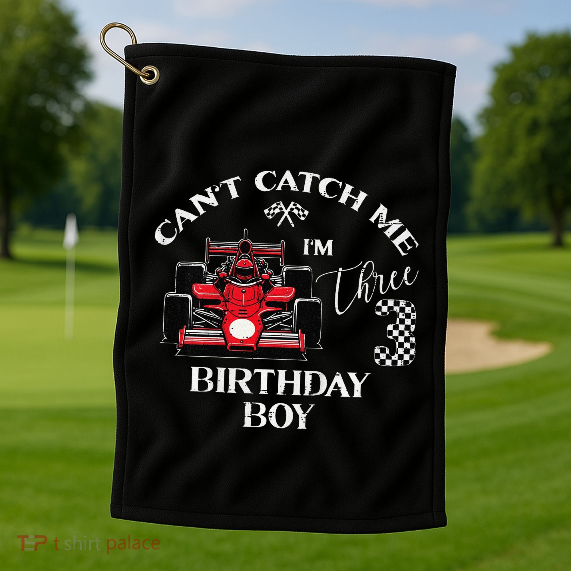 3rd Birthday Race Car Bday Boy Cant Catch Me Im 3 Years Gift Golf Towel
