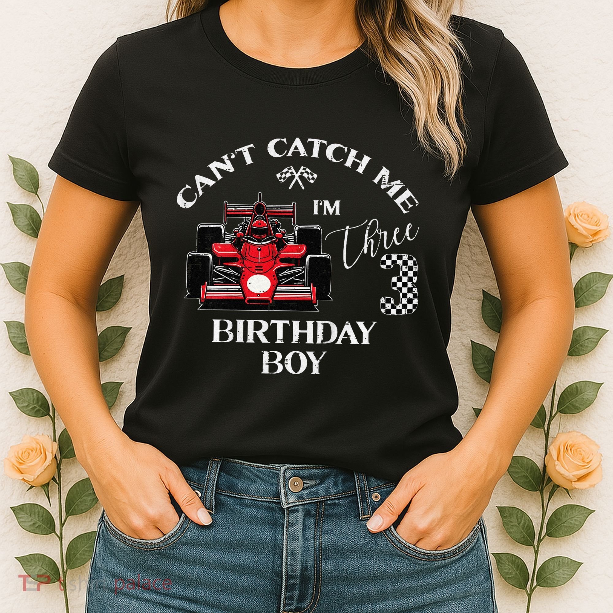3rd Birthday Race Car Bday Boy Cant Catch Me Im 3 Years Gift Women's T-Shirt