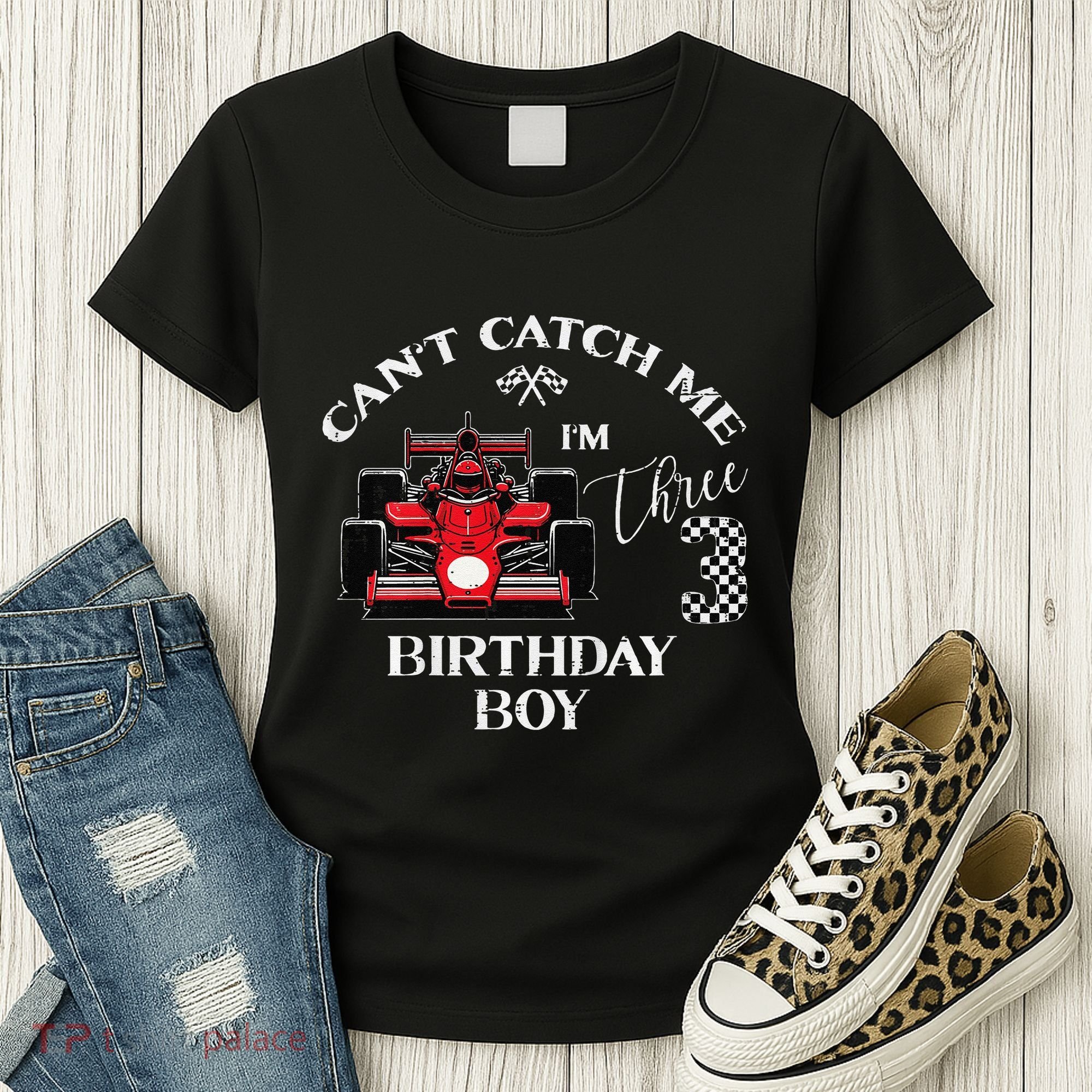 3rd Birthday Race Car Bday Boy Cant Catch Me Im 3 Years Gift Women's T-Shirt