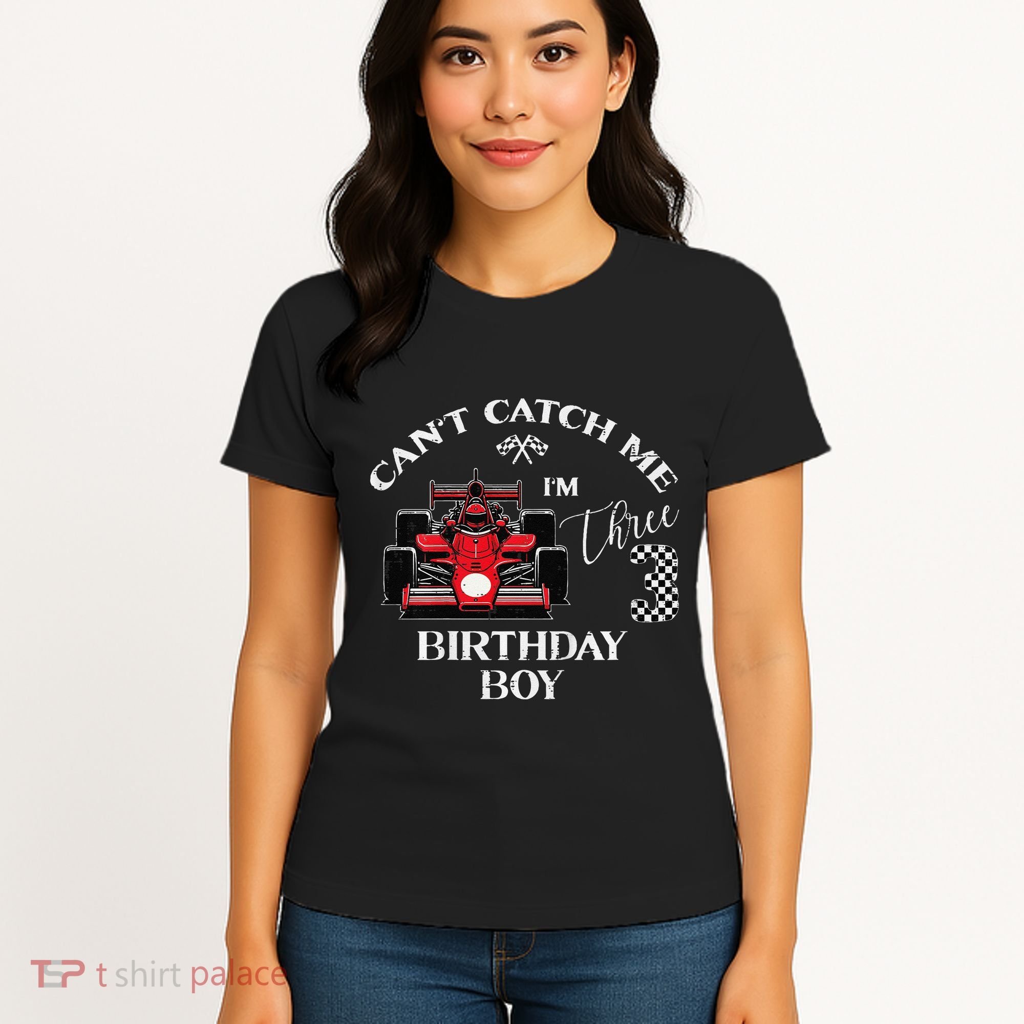 3rd Birthday Race Car Bday Boy Cant Catch Me Im 3 Years Gift Women's T-Shirt