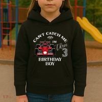3rd Birthday Race Car Bday Boy Cant Catch Me Im 3 Years Gift Kids Hoodie thumb 3