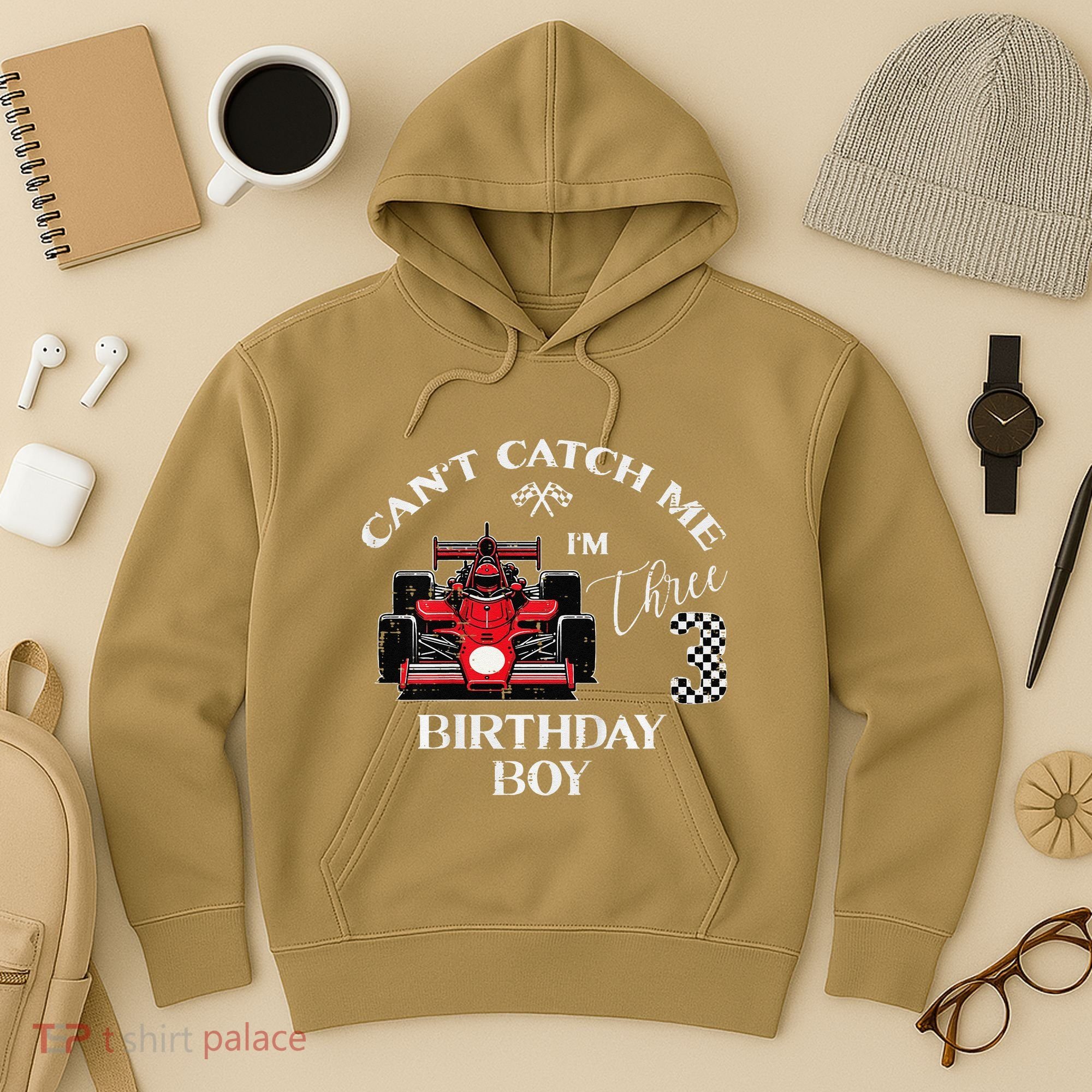3rd Birthday Race Car Bday Boy Cant Catch Me Im 3 Years Gift Hoodie
