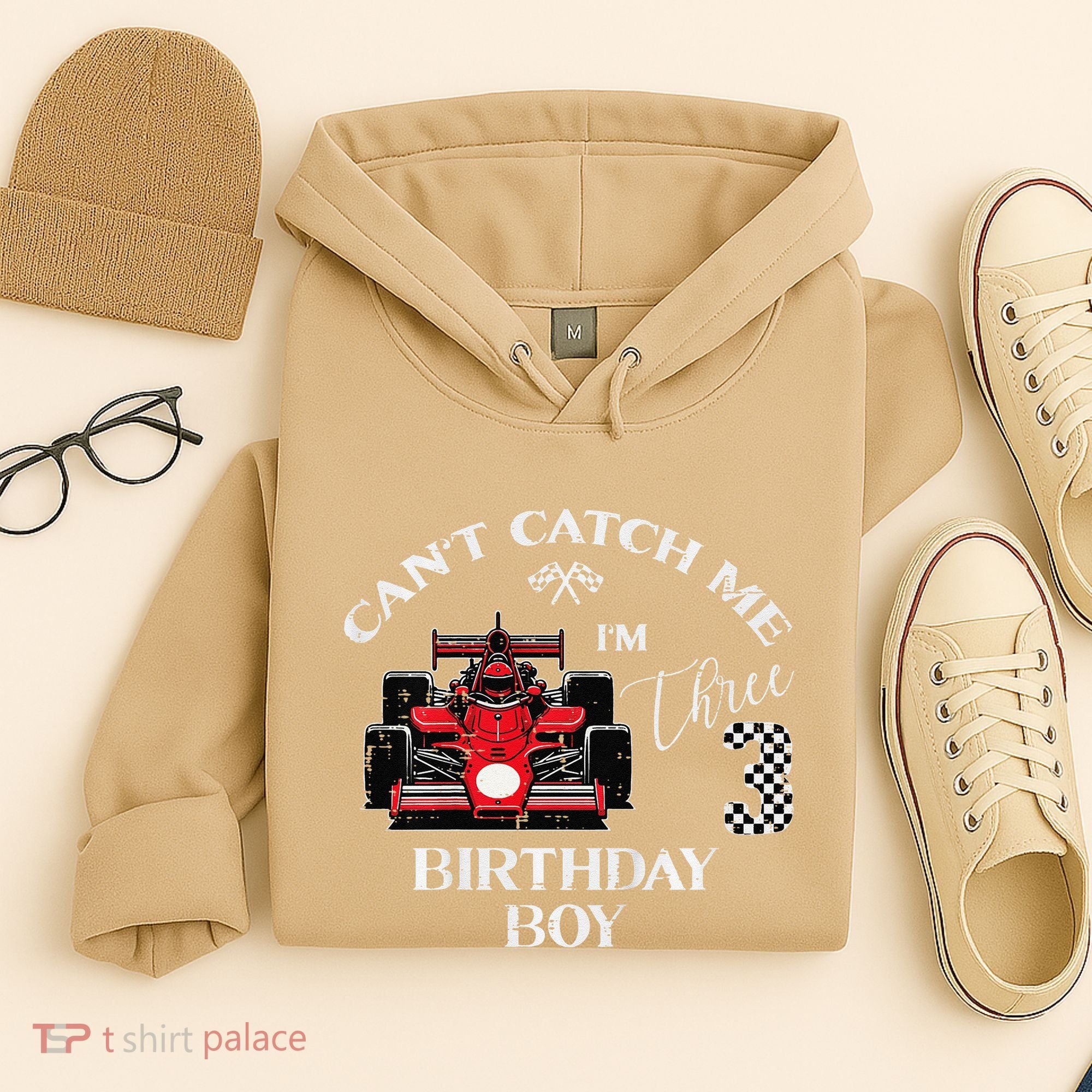 3rd Birthday Race Car Bday Boy Cant Catch Me Im 3 Years Gift Hoodie