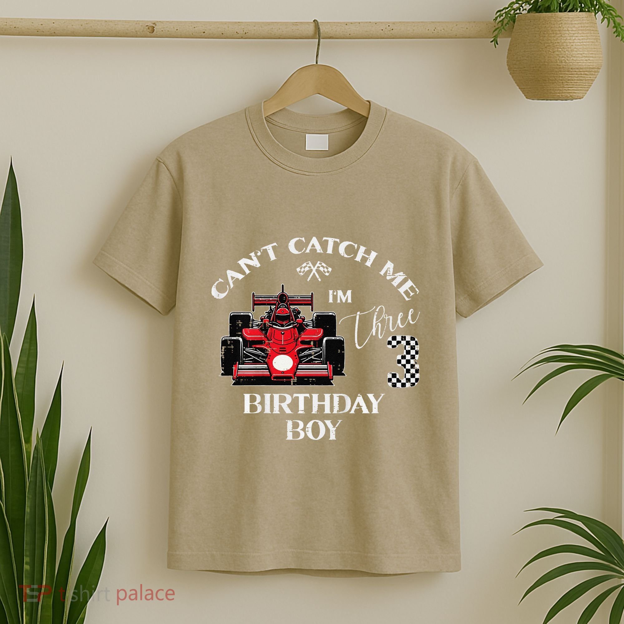 3rd Birthday Race Car Bday Boy Cant Catch Me Im 3 Years Gift T-Shirt