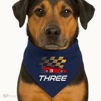 3rd Birthday Race Car Gift I Three Years Old Boy USA-Made Doggie Bandana thumb 1