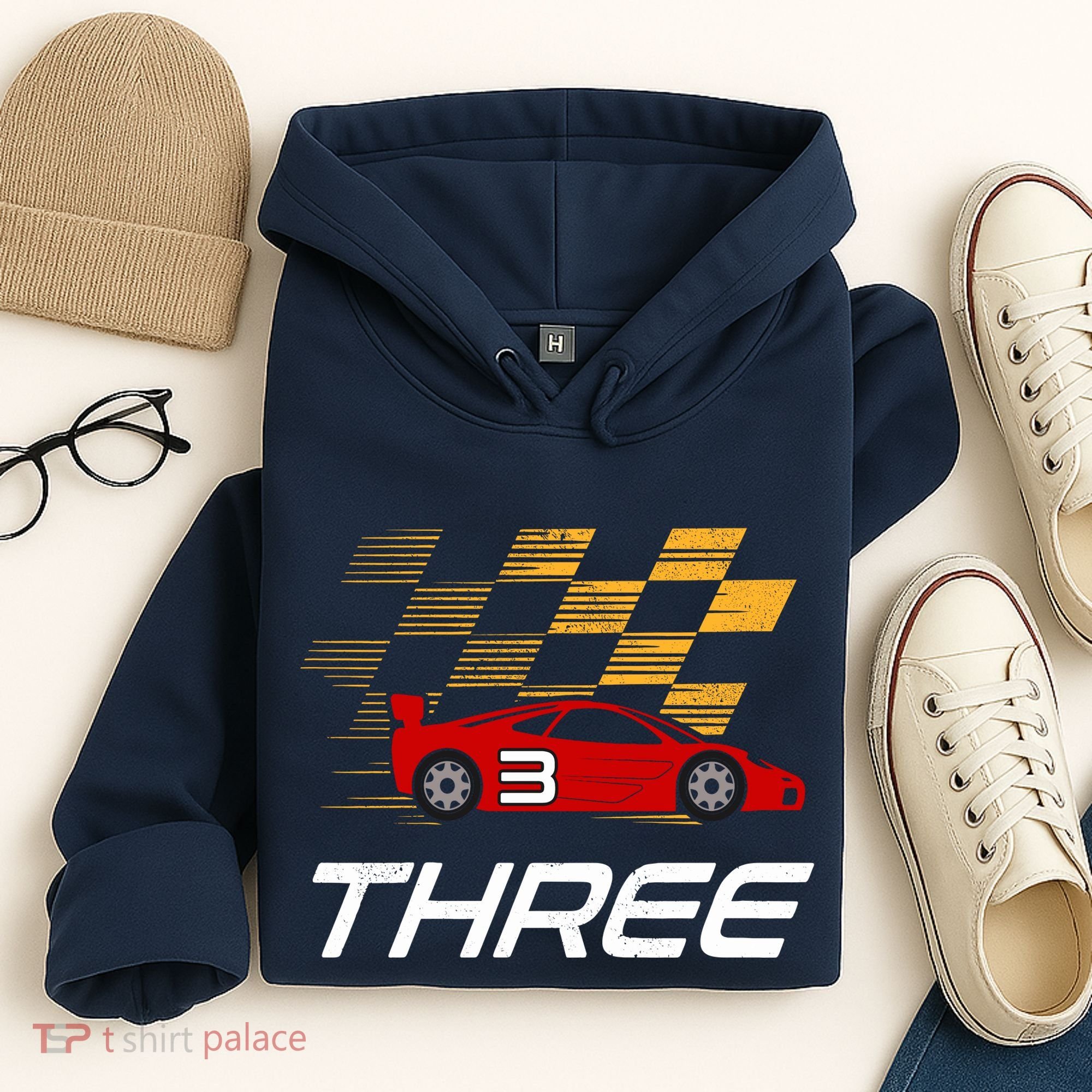 3rd Birthday Race Car Gift I Three Years Old Boy Hoodie