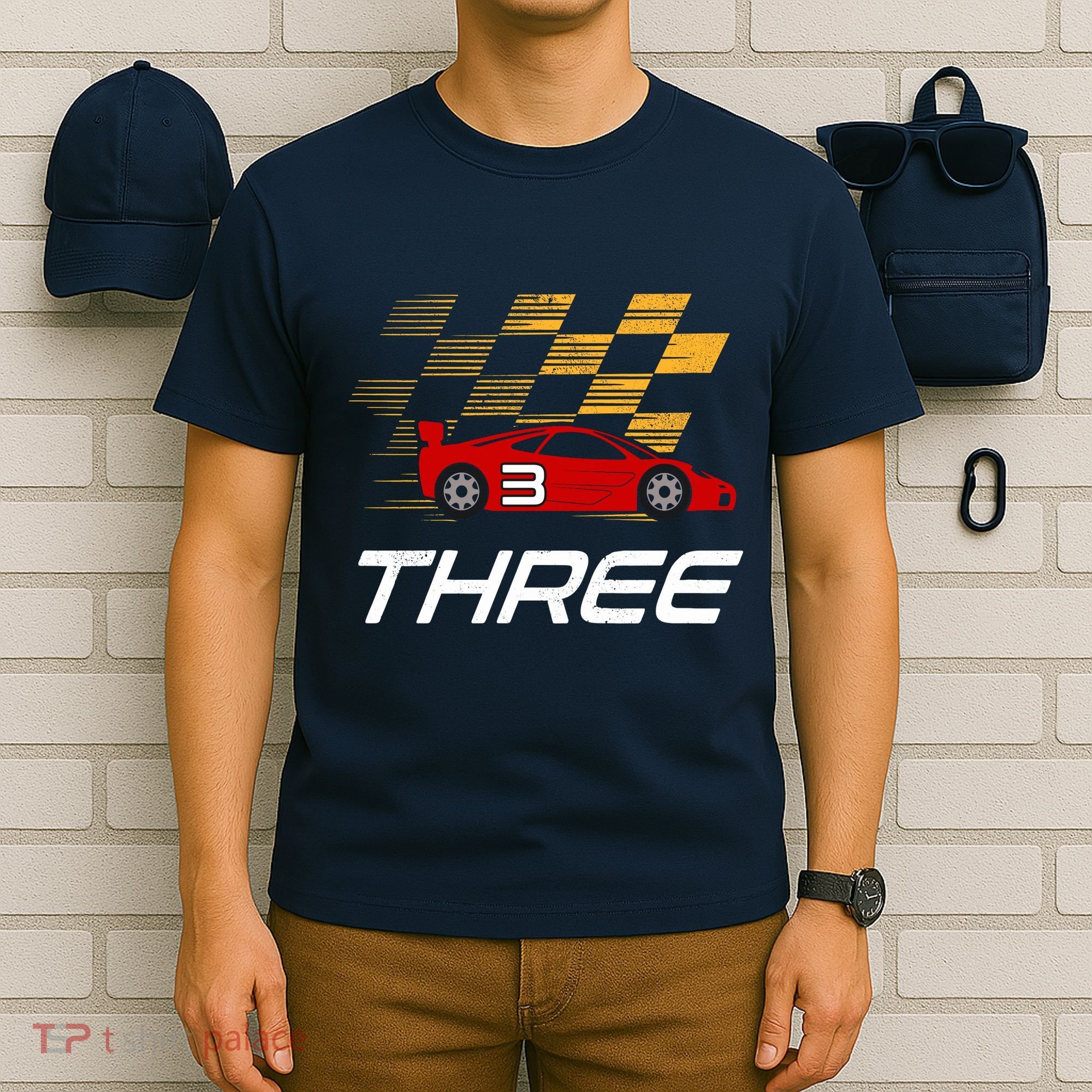 3rd Birthday Race Car Gift I Three Years Old Boy T-Shirt