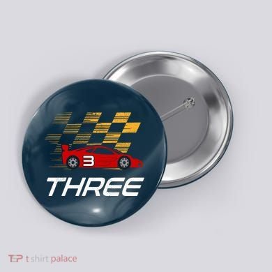 3rd Birthday Race Car Gift I Three Years Old Boy Button