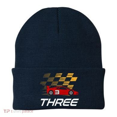 3rd Birthday Race Car Gift I Three Years Old Boy Beanie