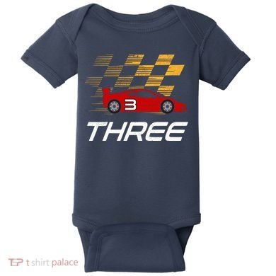 3rd Birthday Race Car Gift I Three Years Old Boy Baby Bodysuit