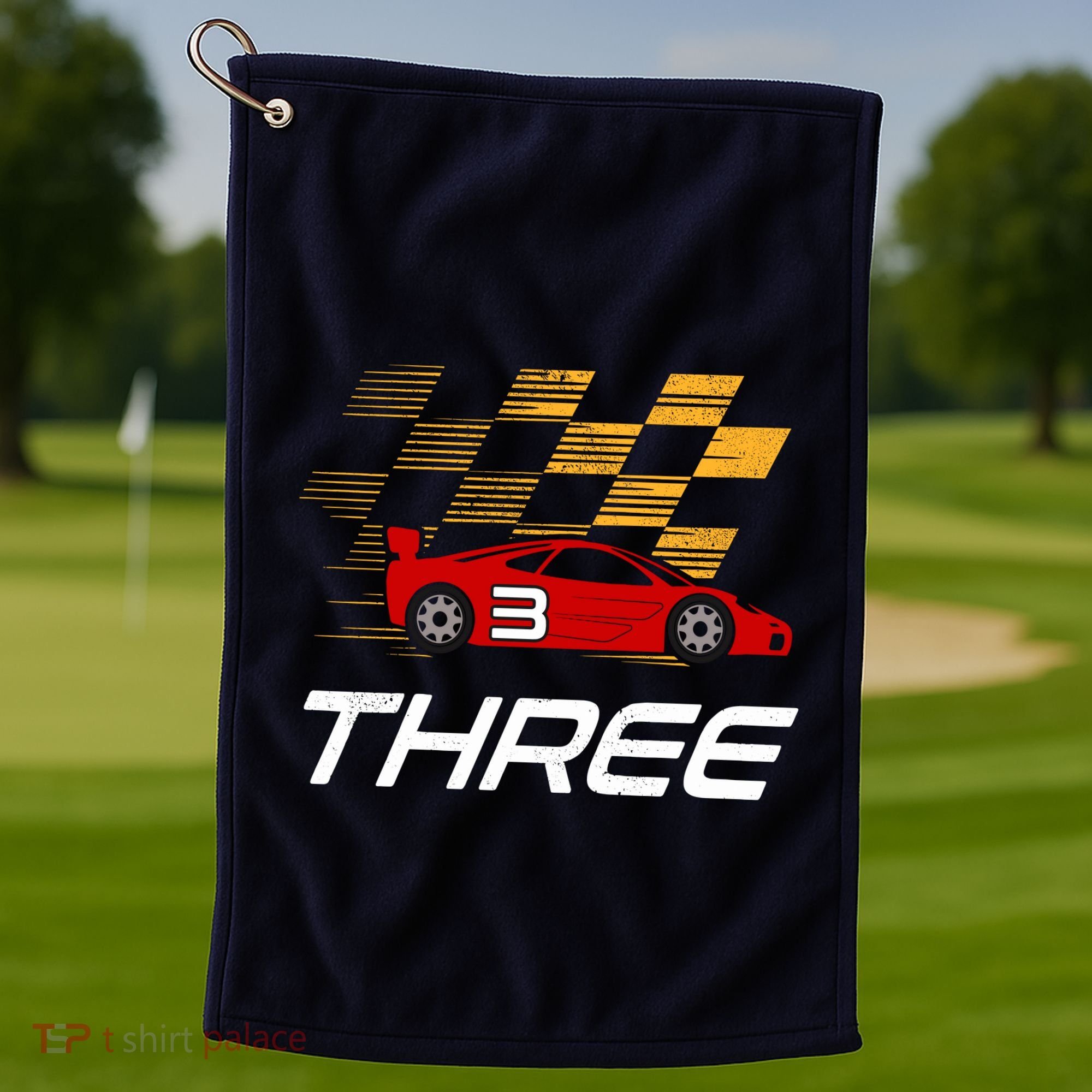 3rd Birthday Race Car Gift I Three Years Old Boy Golf Towel