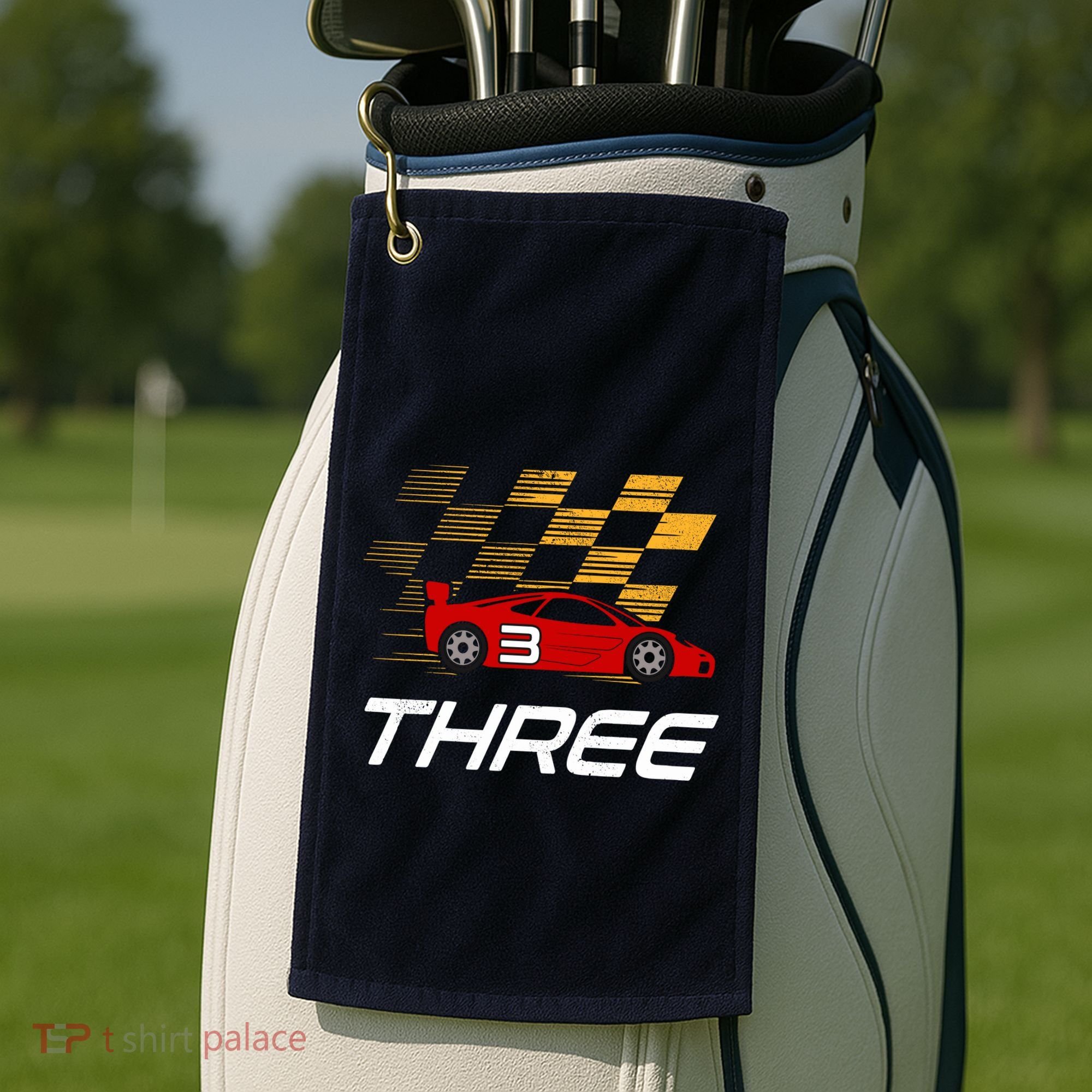 3rd Birthday Race Car Gift I Three Years Old Boy Golf Towel