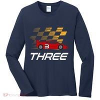 3rd Birthday Race Car Gift I Three Years Old Boy Women's Long Sleeve Shirt thumb 0