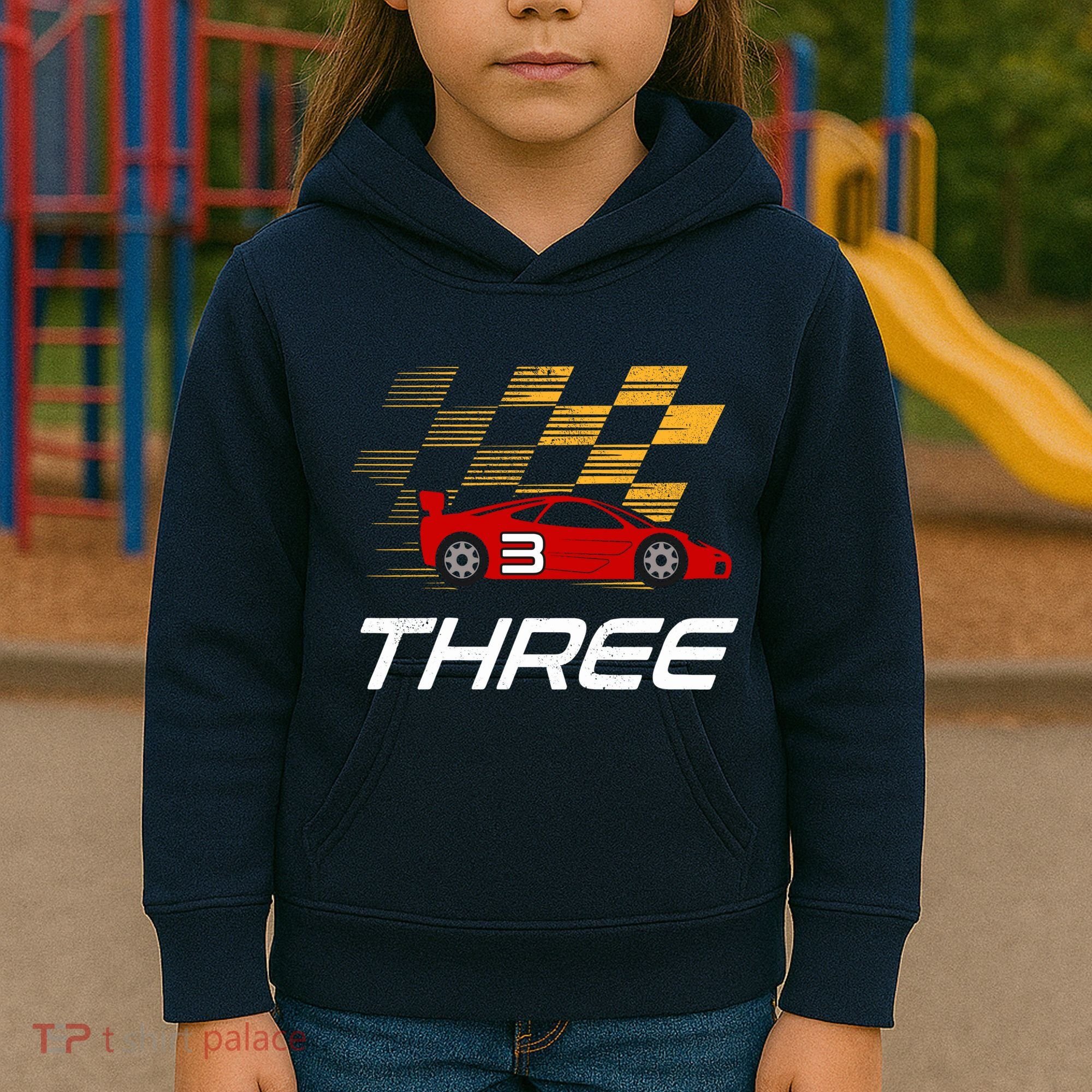 3rd Birthday Race Car Gift I Three Years Old Boy Kids Hoodie