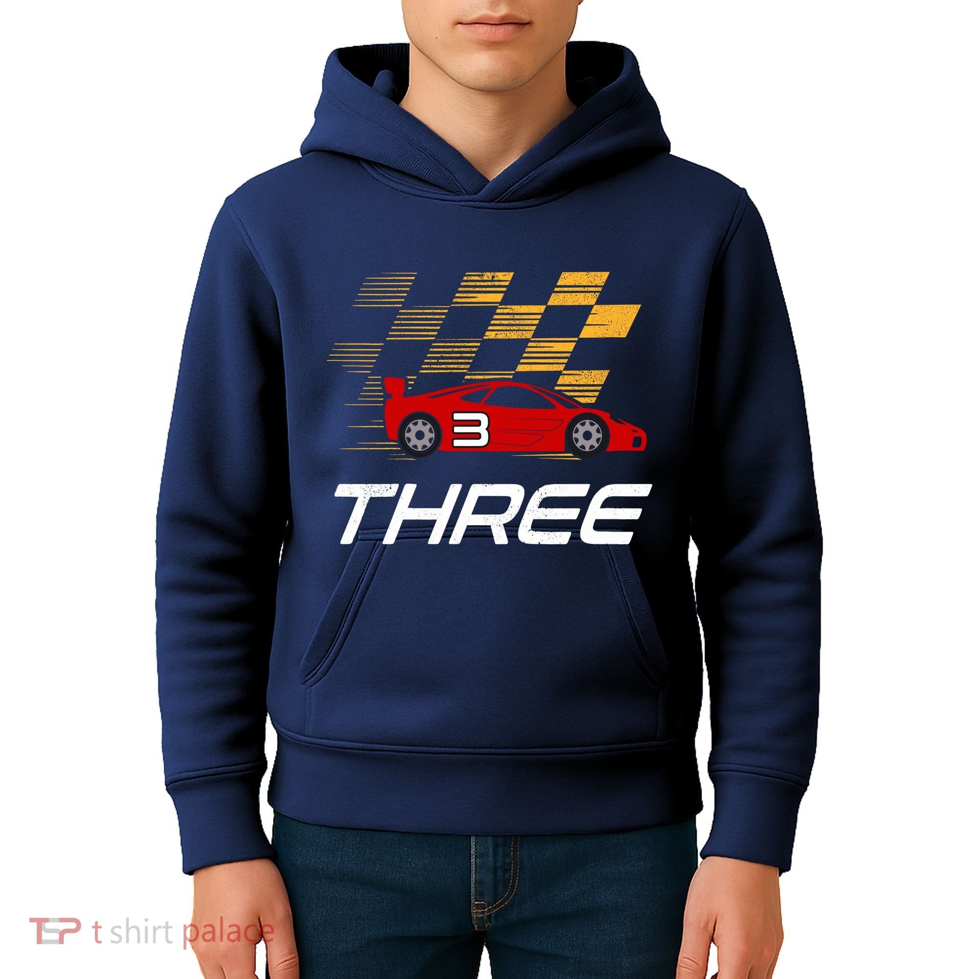 3rd Birthday Race Car Gift I Three Years Old Boy Kids Hoodie