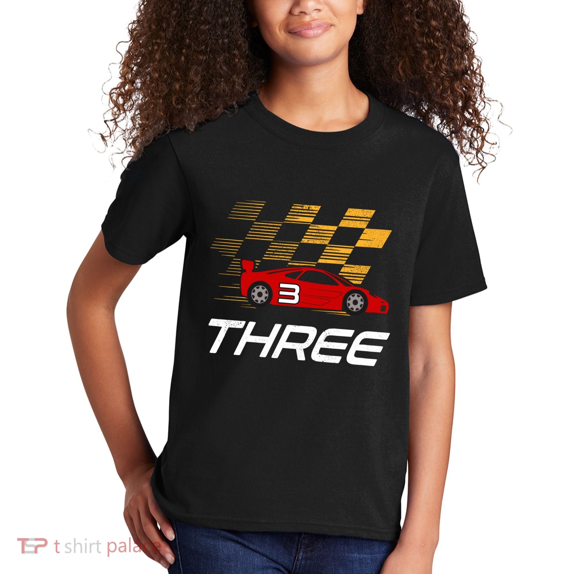 3rd Birthday Race Car Gift I Three Years Old Boy Kids T-Shirt